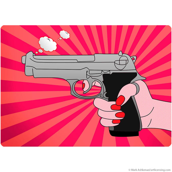Lady Handgun Cartoon Pop Art Wall Decal