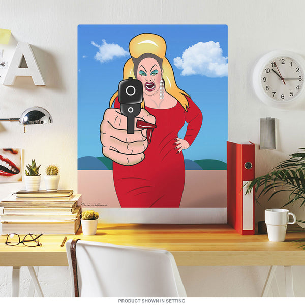 Lady Pointing Gun Pop Art Wall Decal