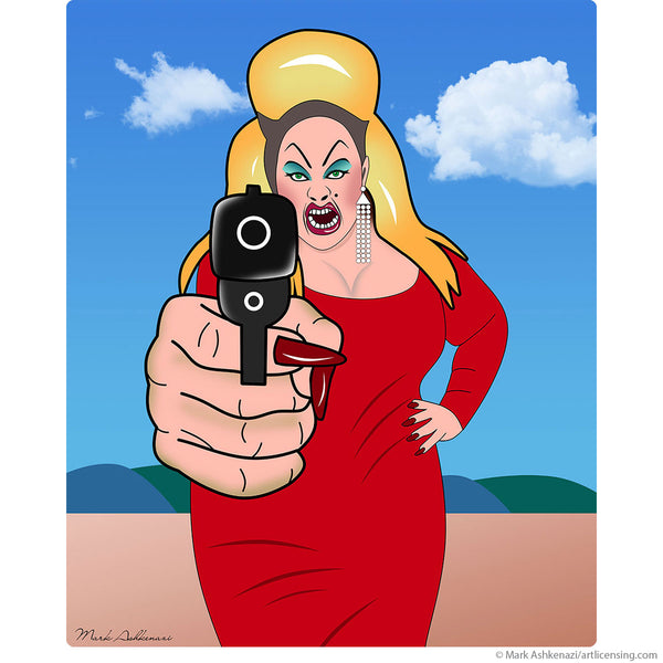Lady Pointing Gun Pop Art Wall Decal