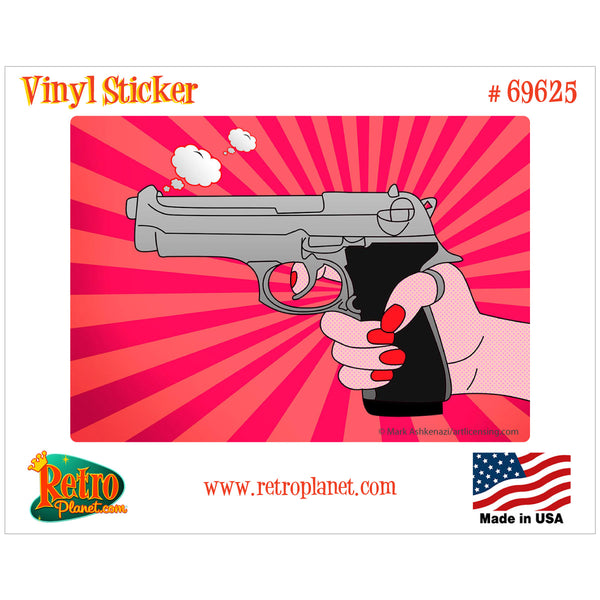Lady Handgun Cartoon Pop Art Vinyl Sticker