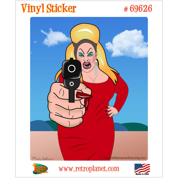 Lady Pointing Gun Pop Art Vinyl Sticker