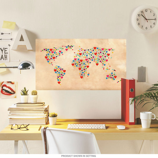 Pretty Hearts World Map Wall Decal