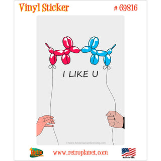 I Like U Kissing Balloons Vinyl Sticker