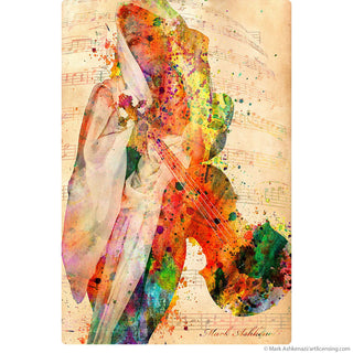 Violin Girl Paint Splatter Wall Decal