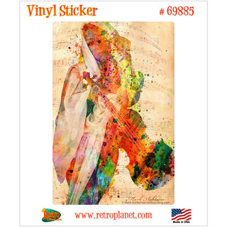 Violin Girl Paint Splatter Vinyl Sticker