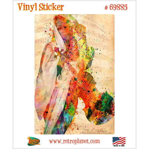 Violin Girl Paint Splatter Vinyl Sticker