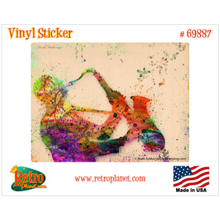 Saxophone Man Paint Splatter Vinyl Sticker