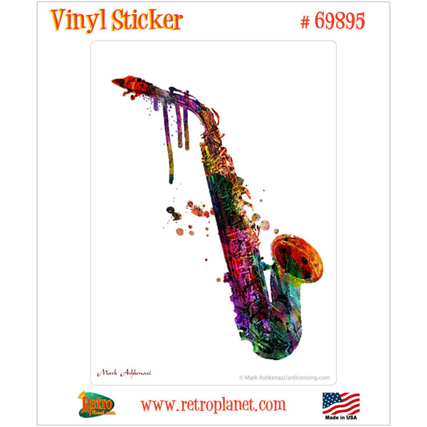Saxophone Paint Splatter Vinyl Sticker