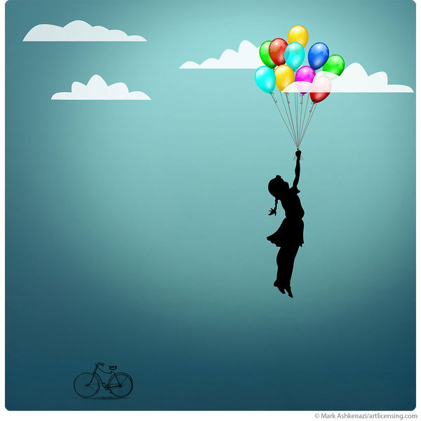 Balloon Girl In The Clouds Wall Decal