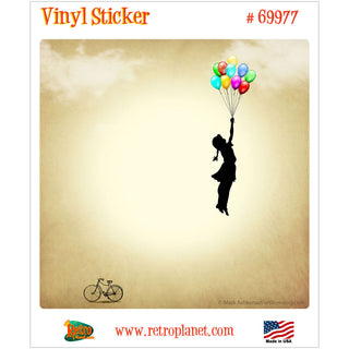 Balloon Girl Floating Away Vinyl Sticker