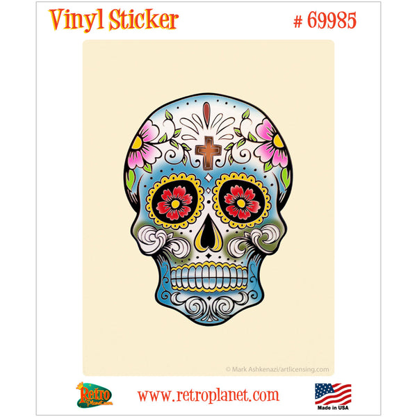 Flowery Sugar Skull Pop Art Vinyl Sticker