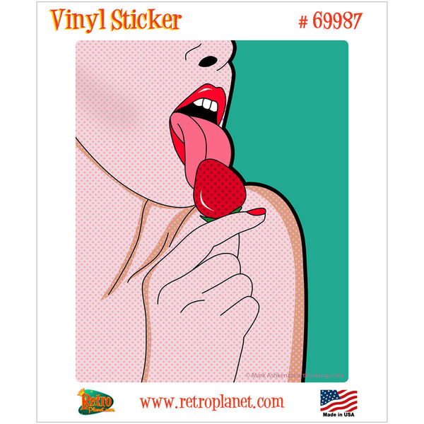 Licking Strawberry Pop Art Vinyl Sticker