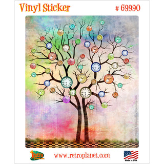 Tree With Clocks Watercolor Vinyl Sticker