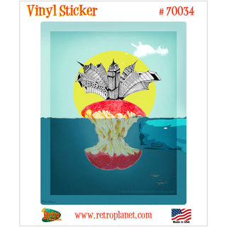 New York City Ocean Apple Vinyl Sticker