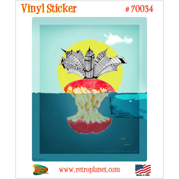 New York City Ocean Apple Vinyl Sticker