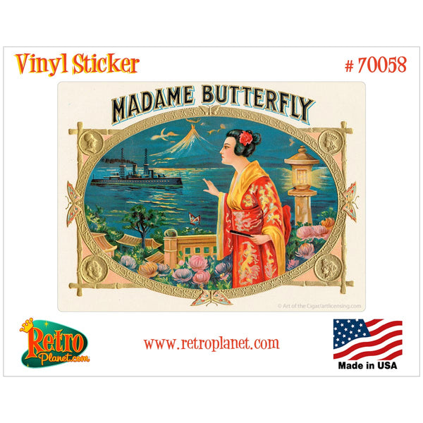 Madame Butterfly Cigar Label Vinyl Sticker