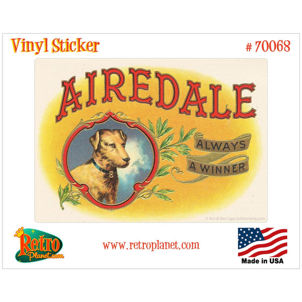 Airedale Cigar Label Vinyl Sticker