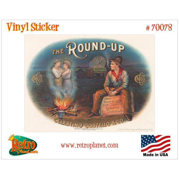 The Round-Up Cigar Label Vinyl Sticker