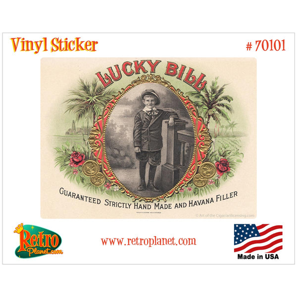 Lucky Bill Cigar Label Vinyl Sticker