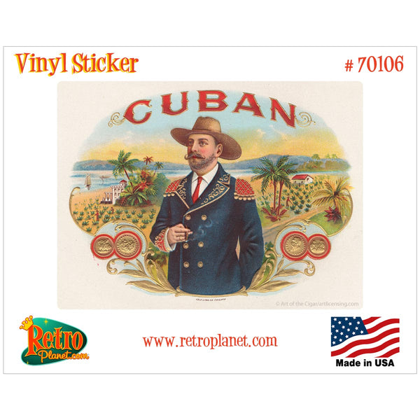 Cuban Man Cigar Label Vinyl Sticker