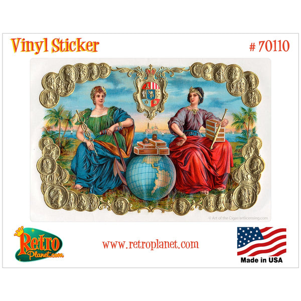 Greek Goddesses Cigar Label Vinyl Sticker