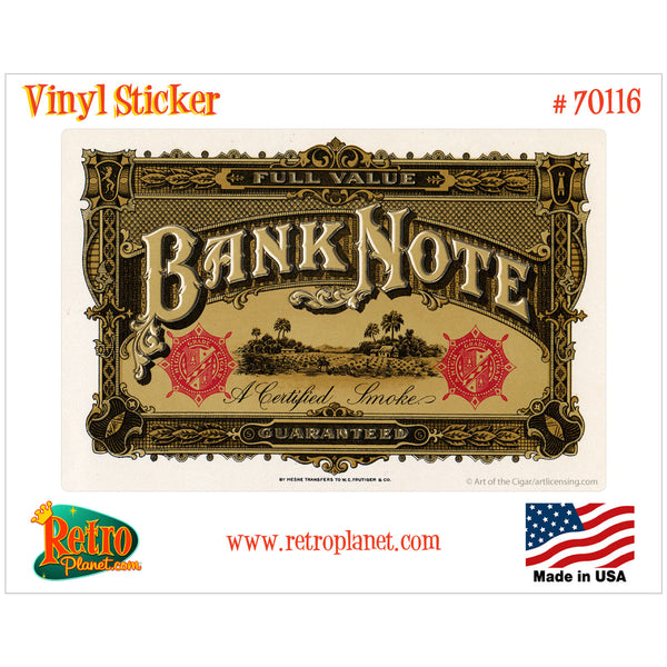 Bank Note Cigar Label Vinyl Sticker