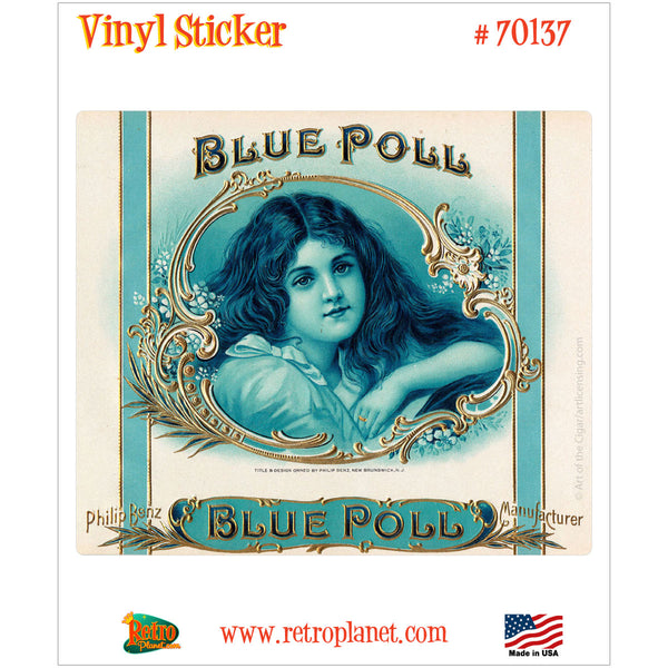 Blue Poll Cigar Label Vinyl Sticker