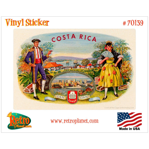 Costa Rica Cigar Label Vinyl Sticker