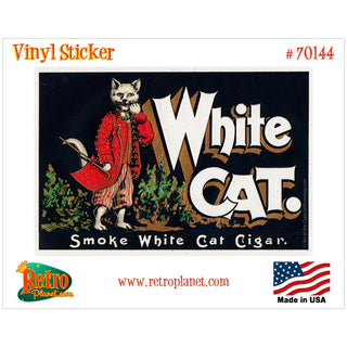 White Cat Cigar Label Vinyl Sticker