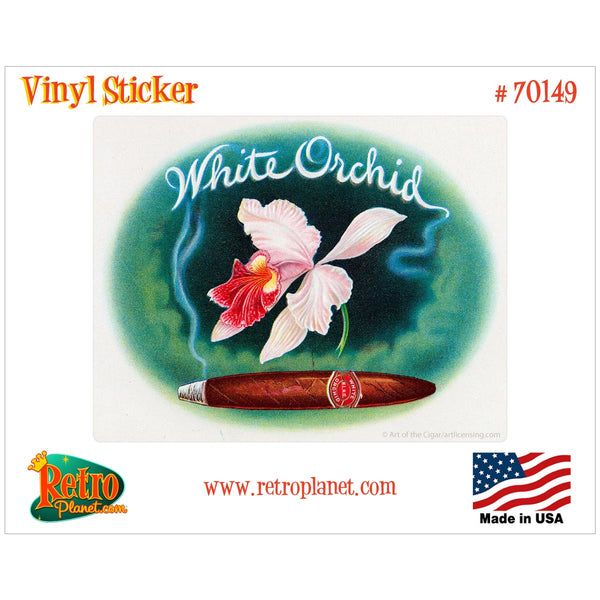 White Orchid Cigar Label Vinyl Sticker