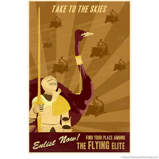 The Flying Elite Emu Joust Wall Decal