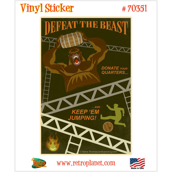 Defeat the Beast Donkey Kong Vinyl Sticker