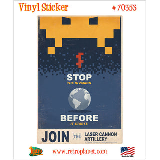 Stop the Space Invaders Vinyl Sticker