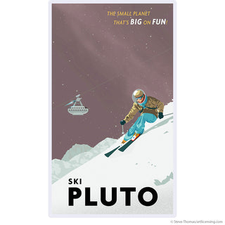 Ski Pluto Winter Space Travel Wall Decal