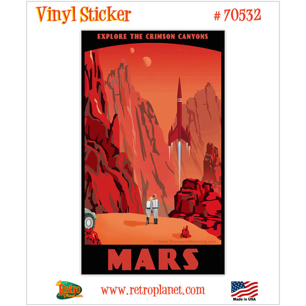 Crimson Canyons Of Mars Travel Vinyl Sticker