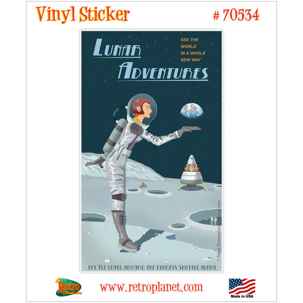 Lunar Adventures Moon Travel Vinyl Sticker