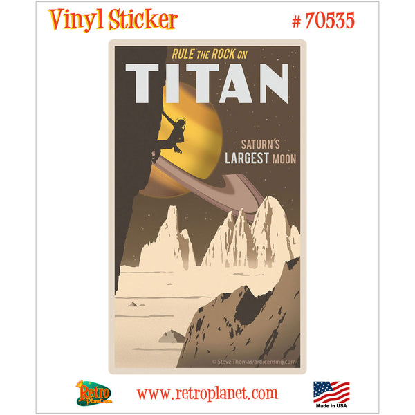 Rock Climbing On Titan Saturn Vinyl Sticker