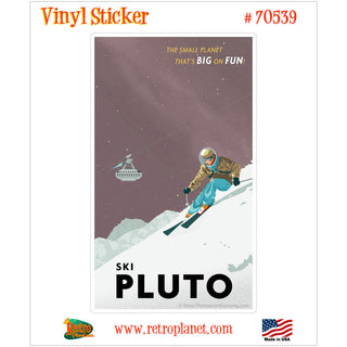 Ski Pluto Winter Space Travel Vinyl Sticker