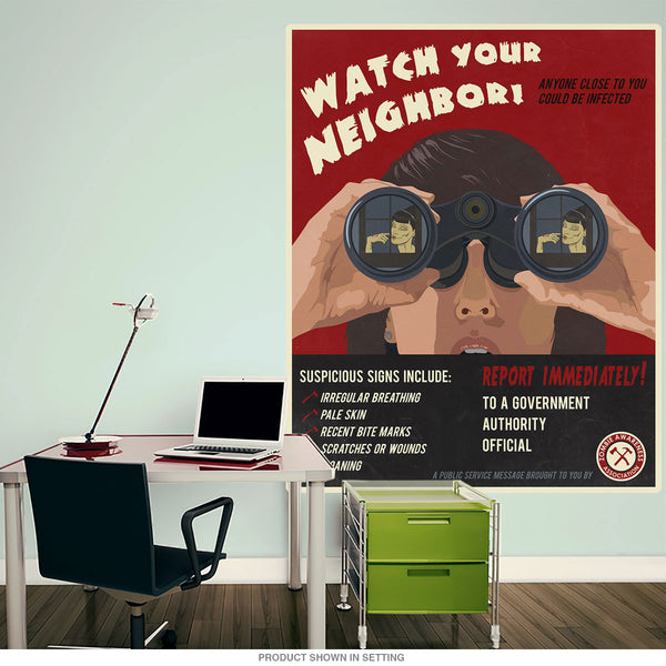 Zombies Watch Your Neighbor Wall Decal