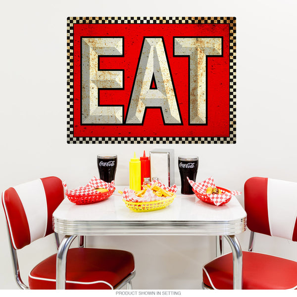 EAT Distressed Checkerboard Wall Decal