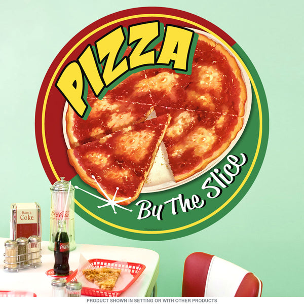 Pizza by the Slice Round Restaurant Wall Decal