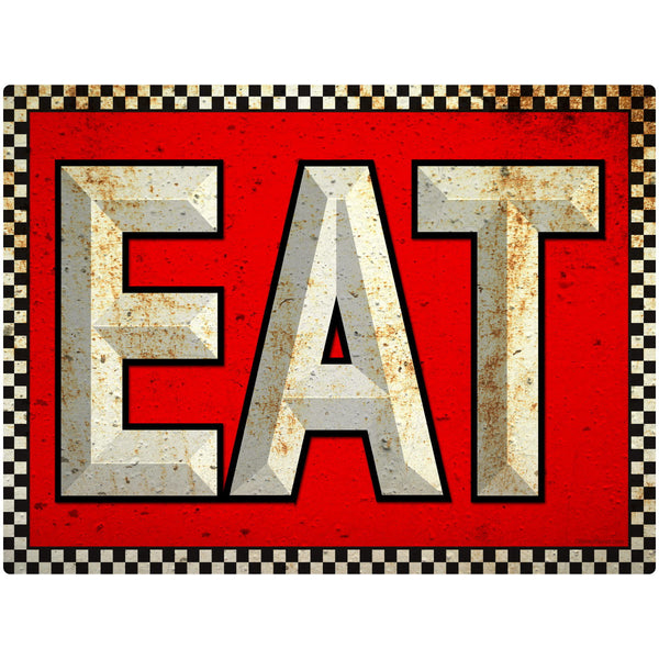 EAT Distressed Checkerboard Floor Graphic