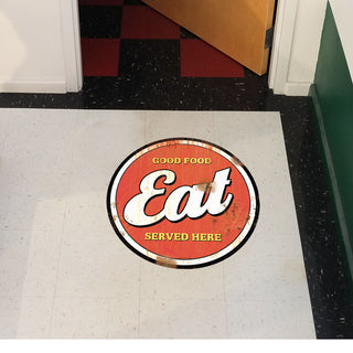 Eat Good Food Here Distressed Floor Graphic
