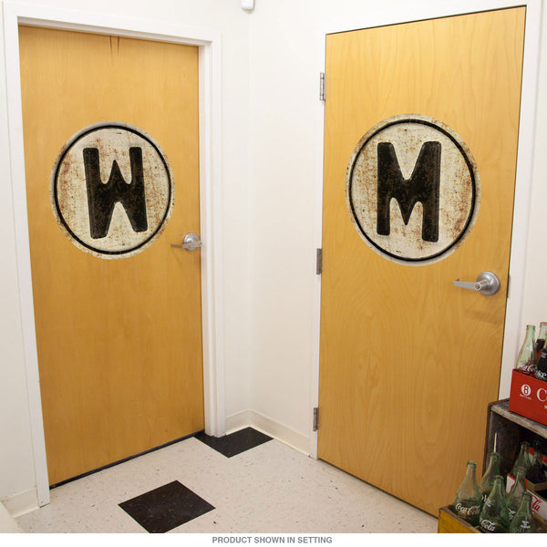 M-W Restrooms Reversible Letter Wall Decal
