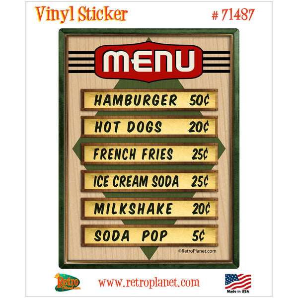 Diner Menu Prices Coca-Cola Colors Vinyl Sticker