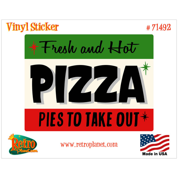 Pizza Pies Take Out Italian Stripes Vinyl Sticker