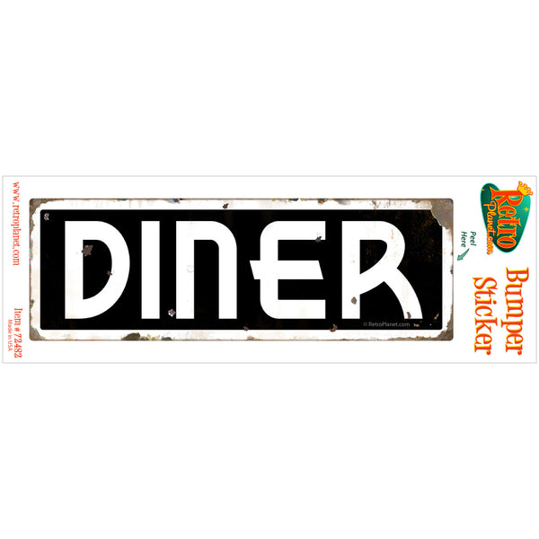 Diner Deco White On Black Vinyl Sticker