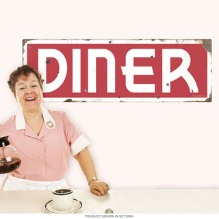 Diner Deco White on Red Wall Decal