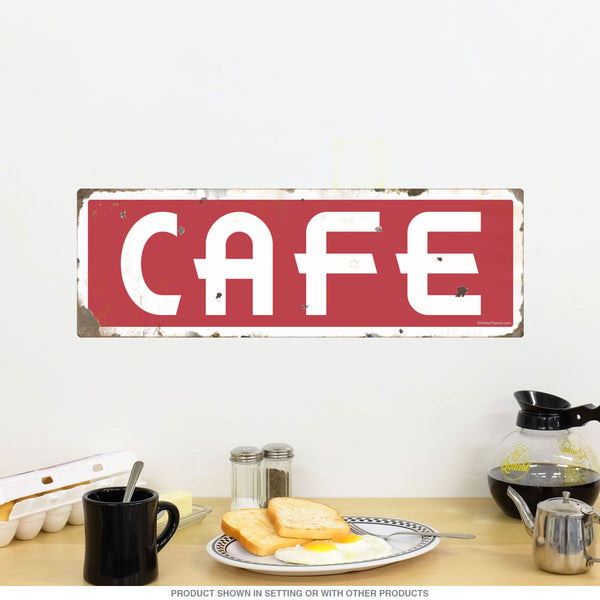 Cafe Deco White on Red Wall Decal