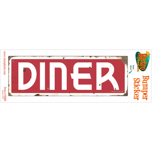 Diner Deco White On Red Vinyl Sticker